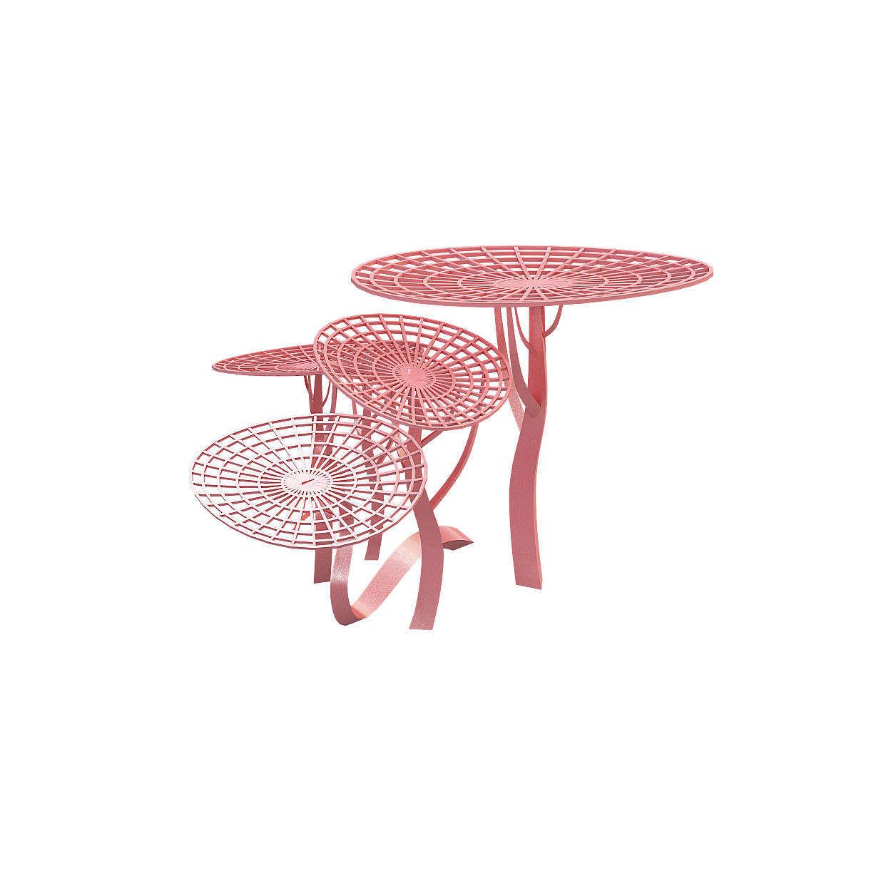 Woven Table 3D Model – Red Metallic Low-Poly Design