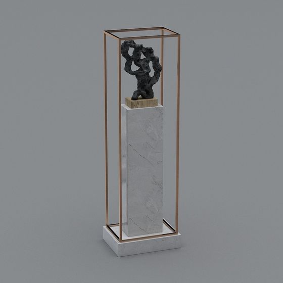 Abstract Stone Sculpture Display Stand 3D model