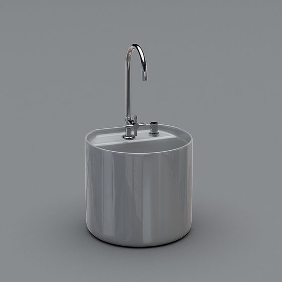 Sleek Cylindrical Sink 3D model for Modern Creations