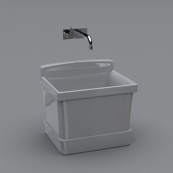 Stylish Square Sink 3D model for Modern Interiors