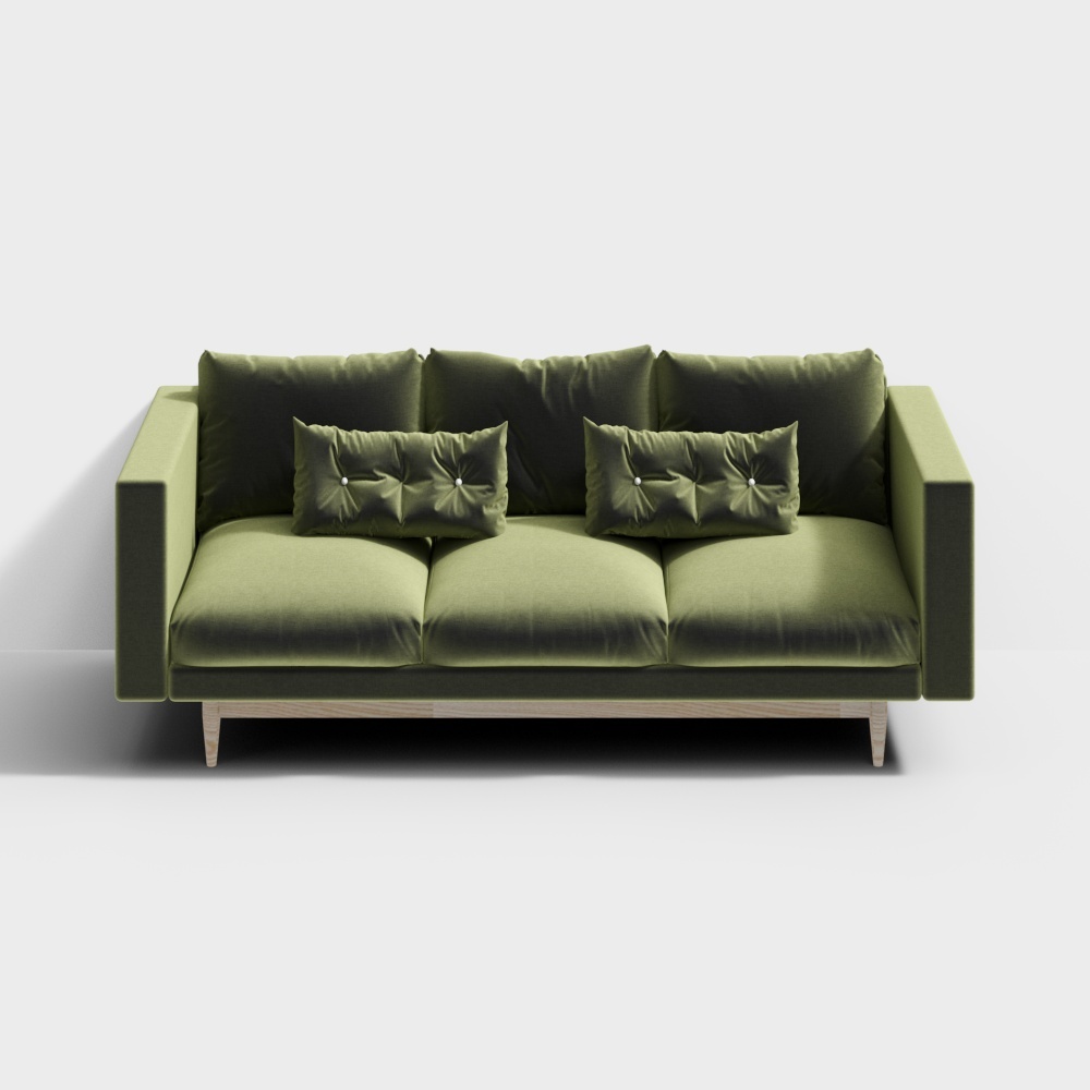 Van house furniture - lazy corner sofa - mustard green high armrest