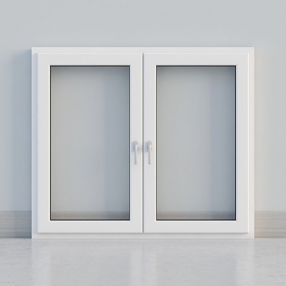Stylish Double Door Window 3D model for Modern Interiors