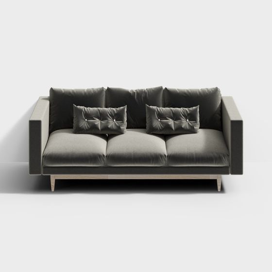 Stylish Grey Velvet Sofa 3D model for Modern Spaces