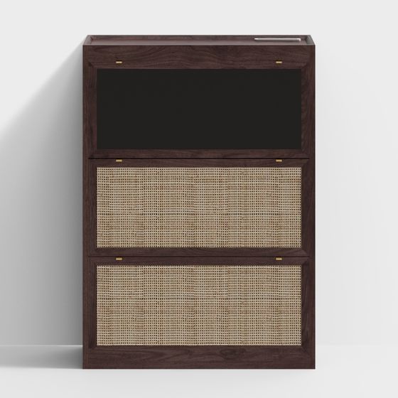 Chic Rattan Bookshelf 3D model for Stylish Interiors