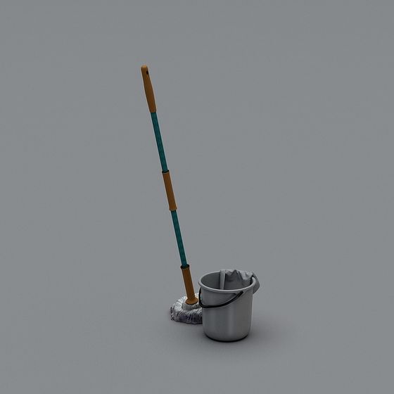 Realistic Mop and Bucket 3D Model for Design Projects