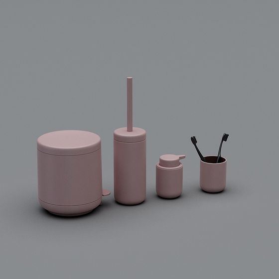 Stylish Low-Polygon Bathroom Accessories 3D model