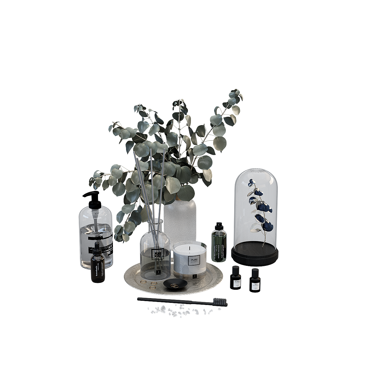 Pure Realm 3D Model – Low-Poly Gray-Green Design