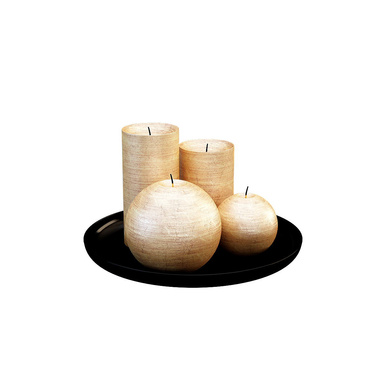 Elegant Polyhedral Candle Holders 3D Model – Wood Texture