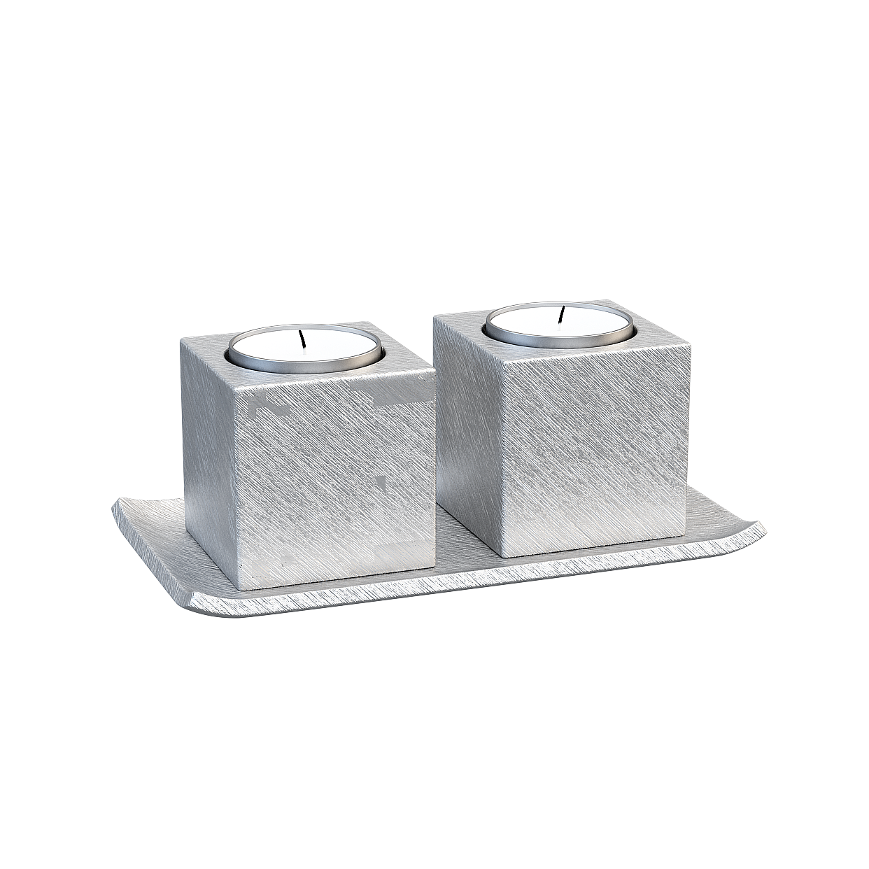Elegant Low-Poly Candle Holder Set – Metallic Gray Design