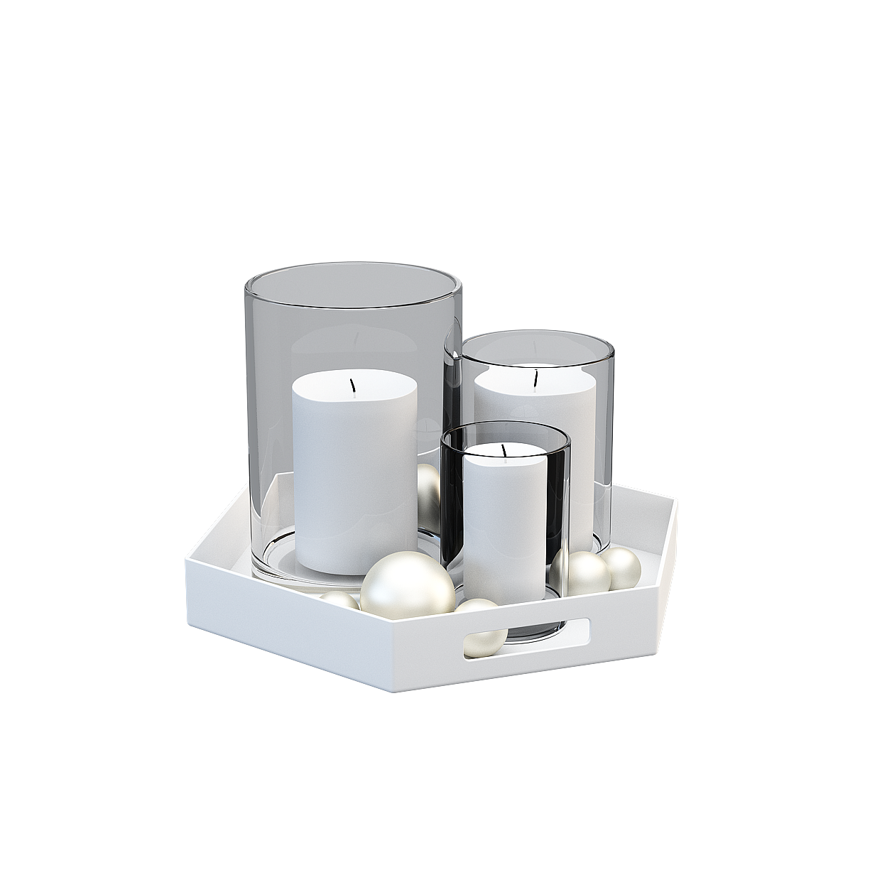 Elegant Glass Candle Holders 3D Model – Translucent Set