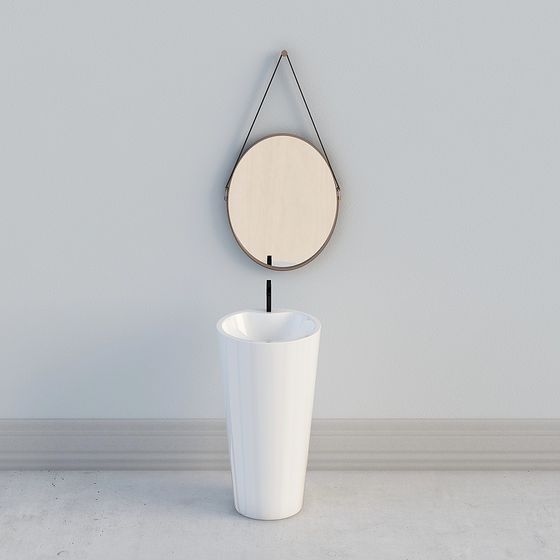 Minimalist Hanging Mirror with Sink 3D model