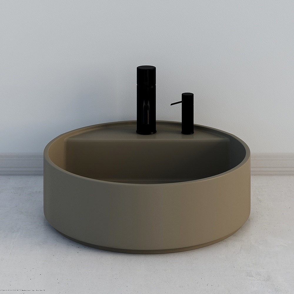 Modèle 3D d'évier nordique - grand bassin rond