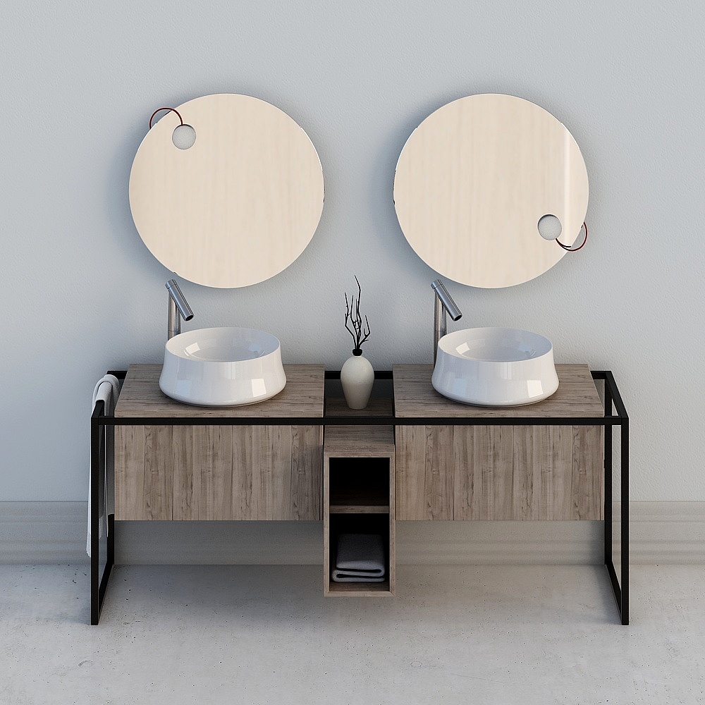 Stylish Dual Vanity 3D model for Modern Interiors