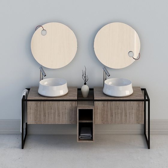 Stylish Dual Vanity 3D model for Modern Interiors