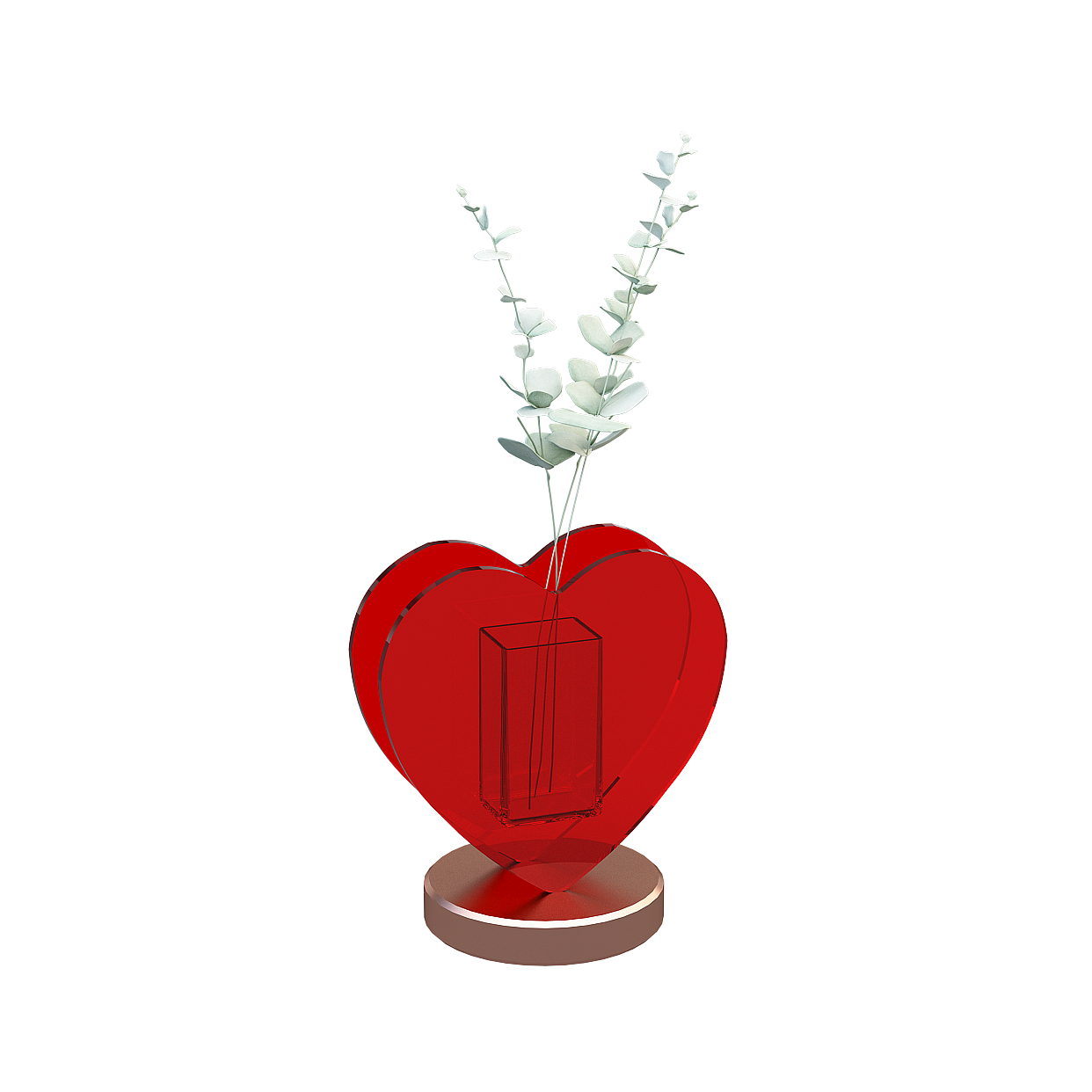 Heart Vase 3D Model – Low-Poly Red Glass Design