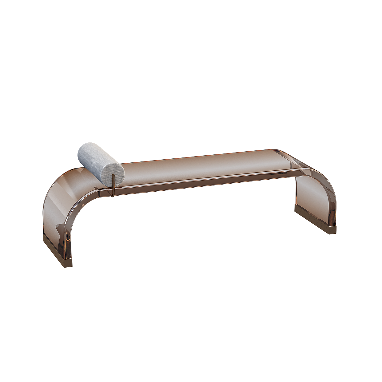 Futuristic Curved Bench 3D Model – Golden Frame Design