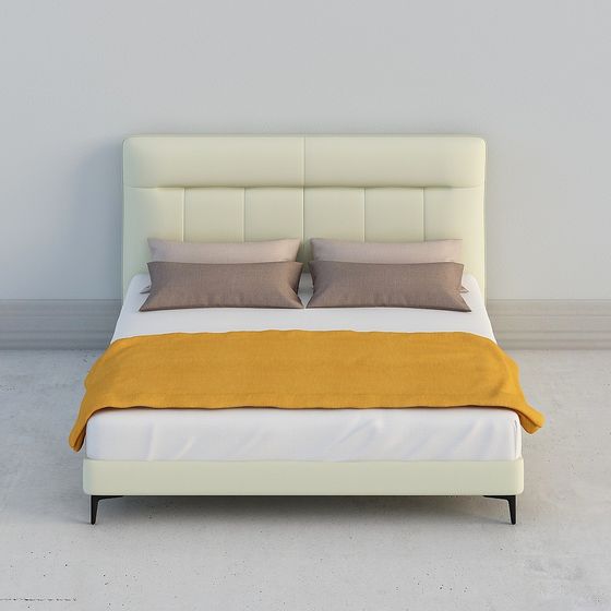 Elegant Low-Poly Bed Frame 3D model