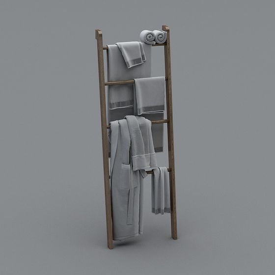 Stylish Black Towel Rack 3D Model