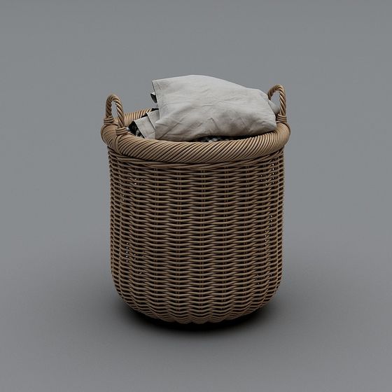 Low-Poly Woven Basket 3D Model