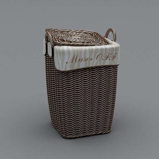 Stylish Woven Basket 3D Model for Modern Interiors