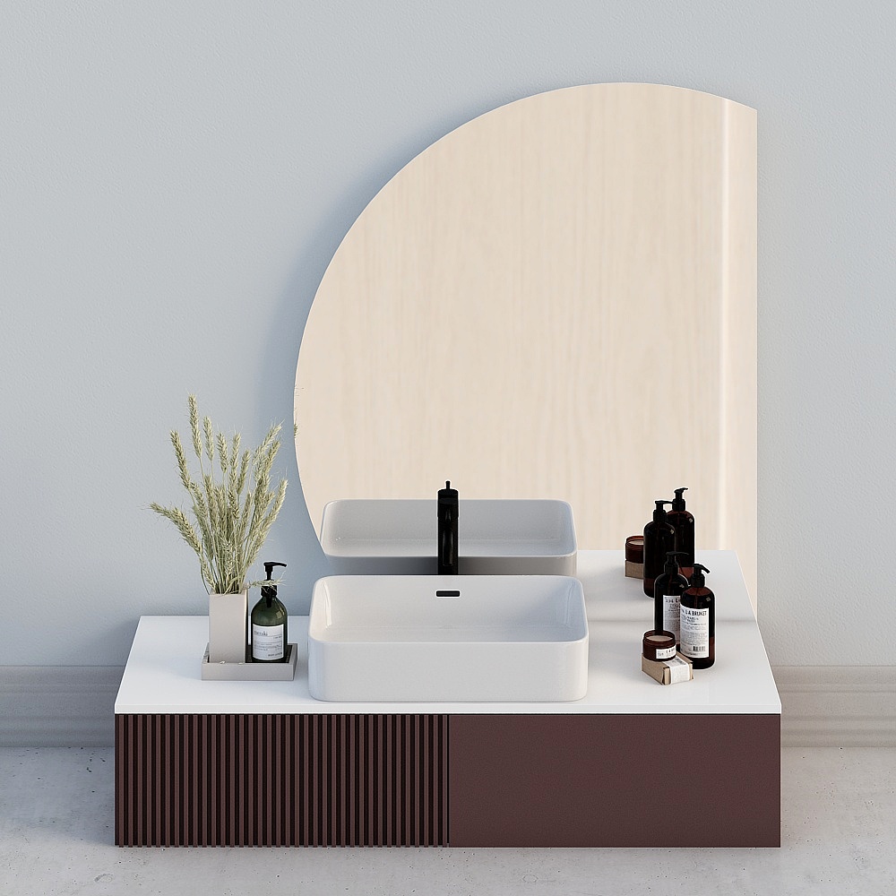 Mirror and wash basin for modern toilet
