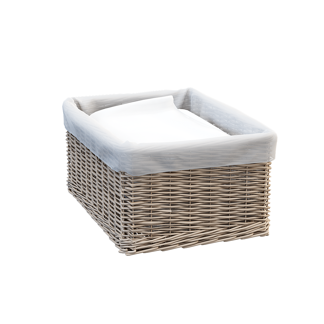 Low Poly Rattan Basket 3D Model – Woven Natural Texture