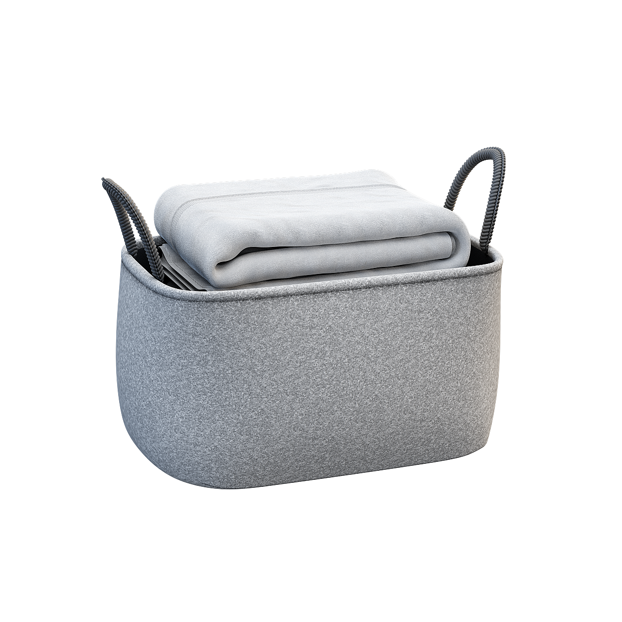 Cozy Storage Basket 3D Model – Low-Poly Gray Design