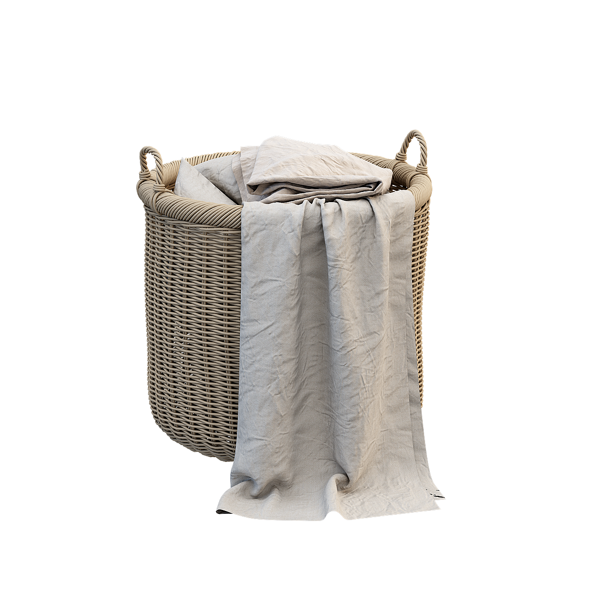 Low-Poly Woven Basket 3D Model – Warm Rattan Texture