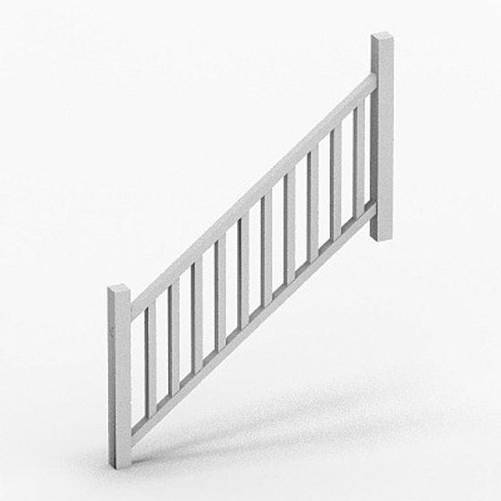 Contemporary Railing 3D Model in White