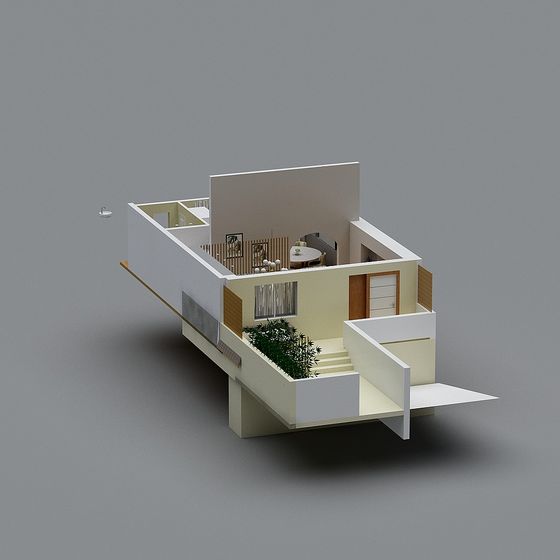 Modern Low-Poly 3D Model of a Cozy Interior