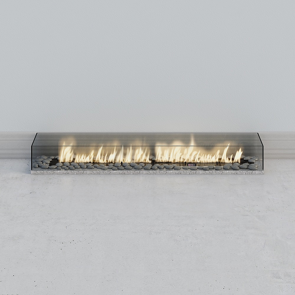 Stylish Glass Fireplace 3D model