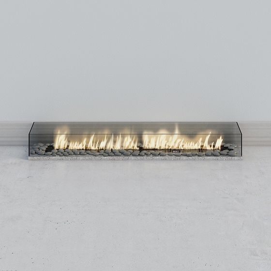 Stylish Glass Fireplace 3D model