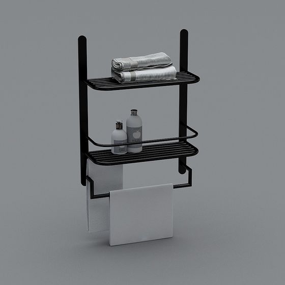 Modern Black Towel Rack 3D Model