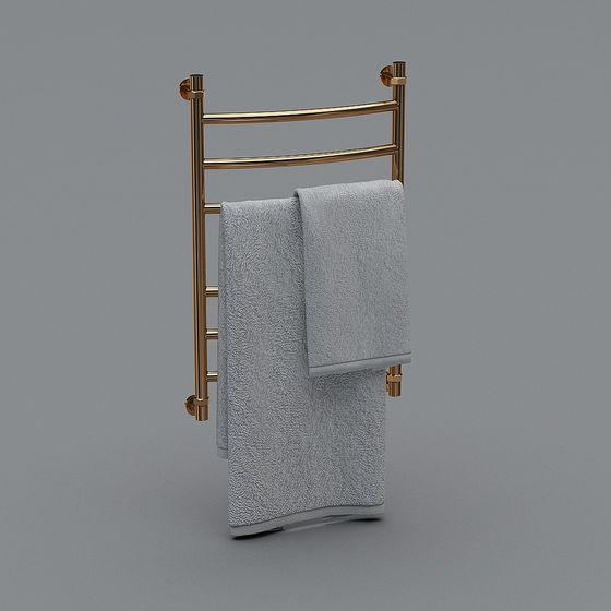 Elegant Golden Towel Rack 3D model for Modern Interiors