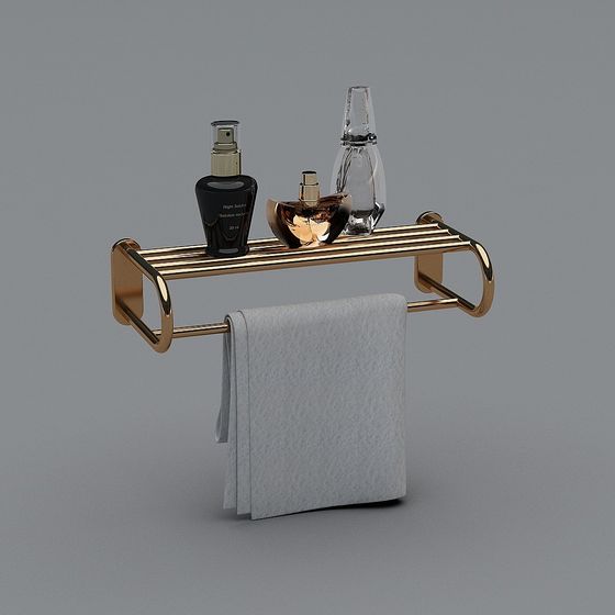 Stylish Gold Towel Rack 3D model for Contemporary Spaces