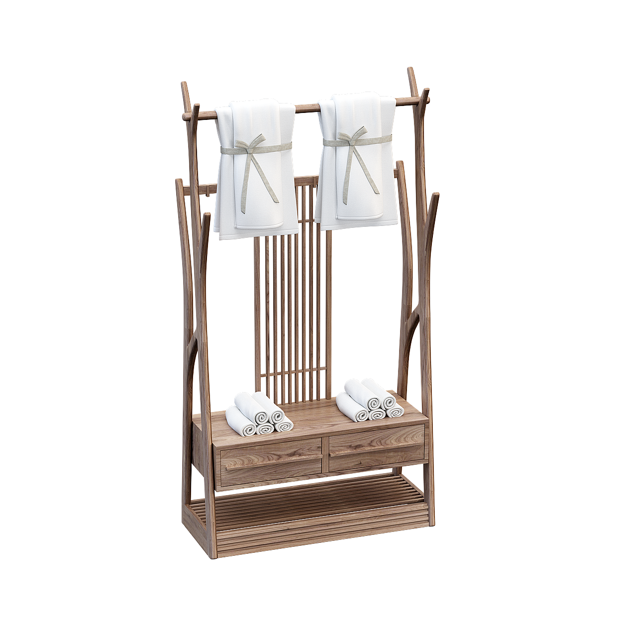 Modern Low-Polygon Coat Rack – Wooden Frame Design