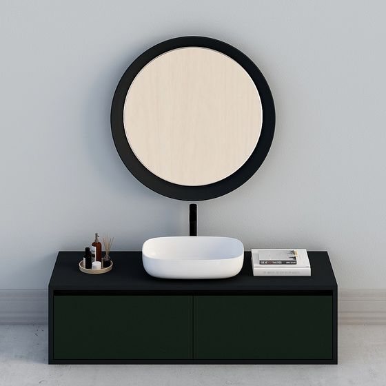 現代浴室櫃組合-2-圓鏡