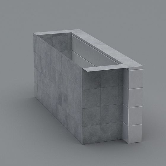 Modern Concrete Bar Counter 3D model