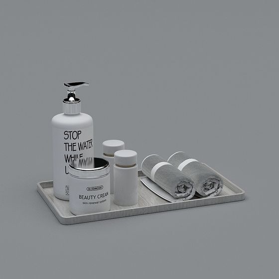 Elegant Low-Polygon Bathroom Accessories 3D model