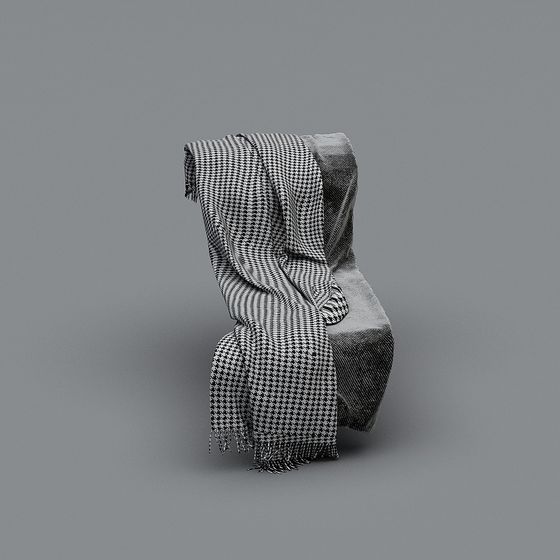Elegant Low Poly Scarf 3D Model with Houndstooth Design
