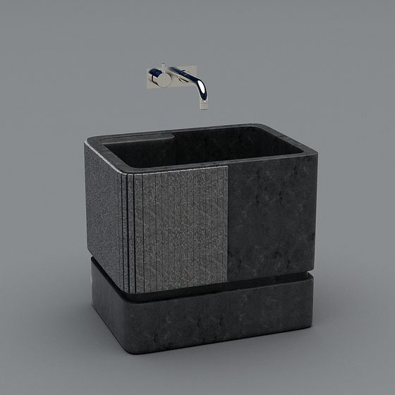 Futuristic Square Sink 3D model for Modern Interiors
