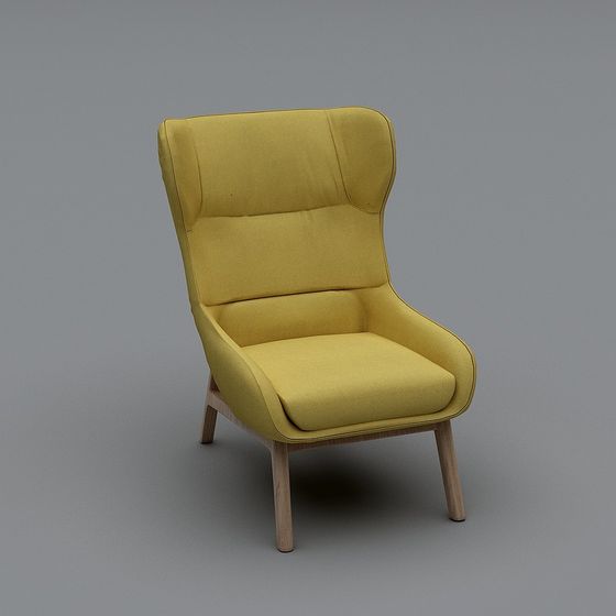 Stylish Mustard Yellow Chair 3D model