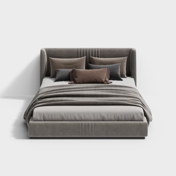 Elegant Low-Polygon Bed 3D model for Modern Interiors