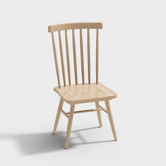Stylish Minimalist Wooden Chair 3D model for Interiors