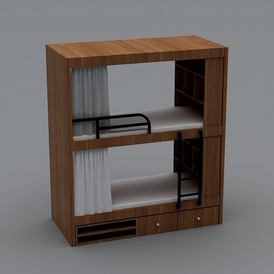 Stylish Double Bunk Bed Cabinet 3D model
