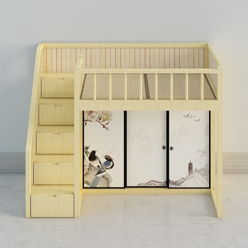 兒童木床 2020-1200-1200（懸掛梯子）