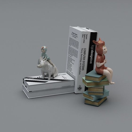 Charming Childhood 3D Model Featuring Rhino and Kids