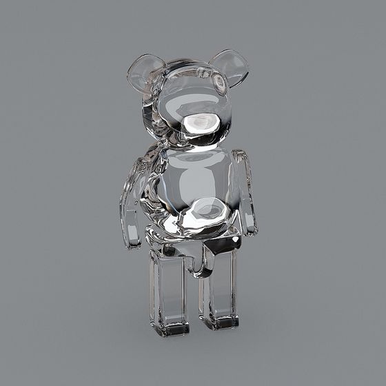 Modern Transparent Glass Bear 3D Model