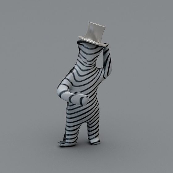 Zebra Gentleman 3D Model - Stylish Low-Poly Design