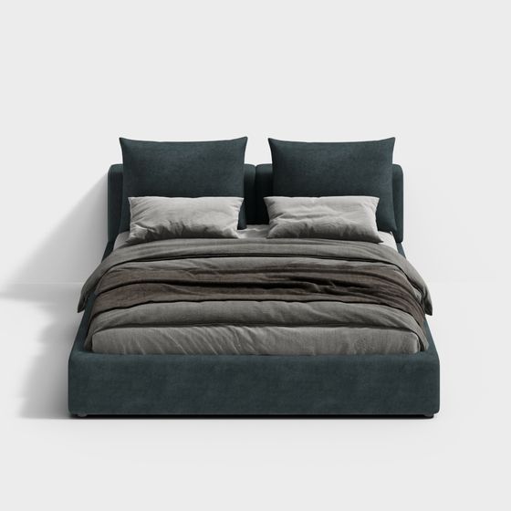 Elegant Low-Poly 3D Bed Model for Modern Interiors